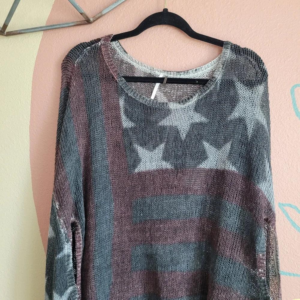 Super Rare Free People Broad Stripes and Bright Stars Poncho OS - Picture 6 of 12